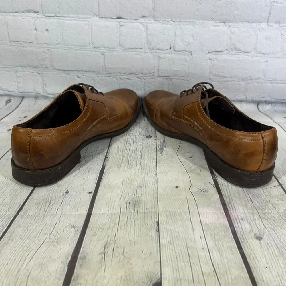 Cole Haan Dustin Cap OX II Oxford Men 11.5M Brown Leather Cap Toe Dress Shoes